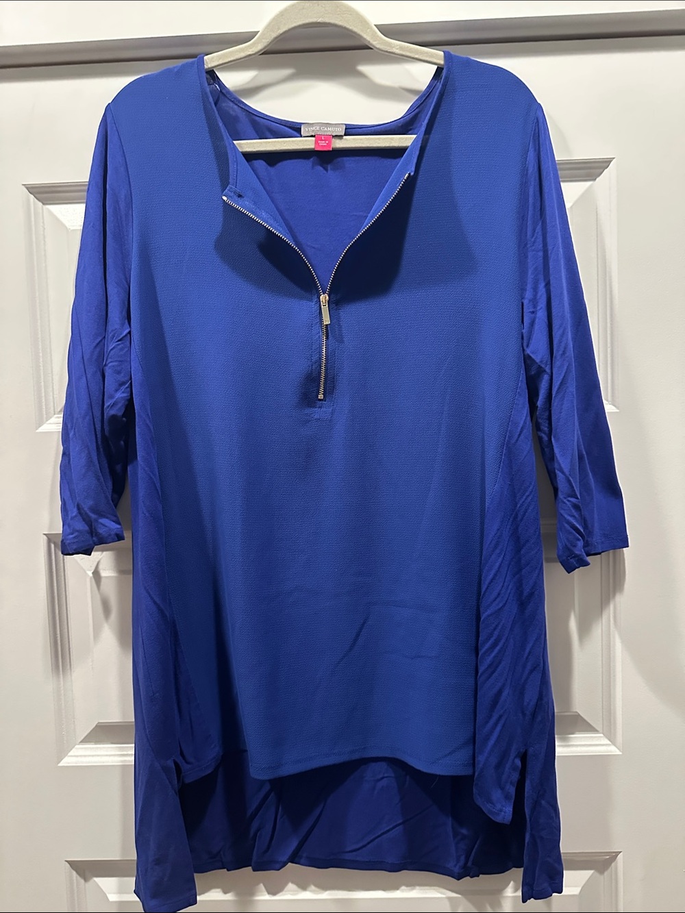 Vince Camuto Cobalt Blue Zip-Front High- Lo Tunic
